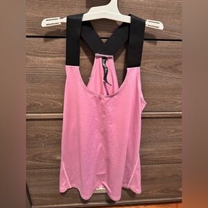 Women's Pink Tank Top with Black Cross-Back Straps
